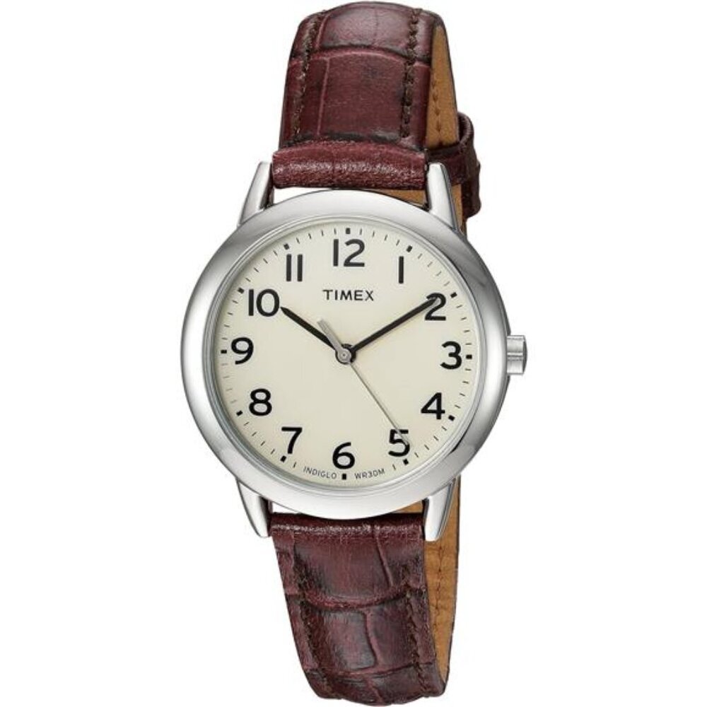 Timex Womens Easy Reader Watch Leather Strap Indiglo Light Water Resistant